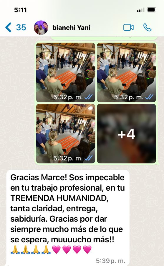 Mensaje de una alumna tras un taller grupal